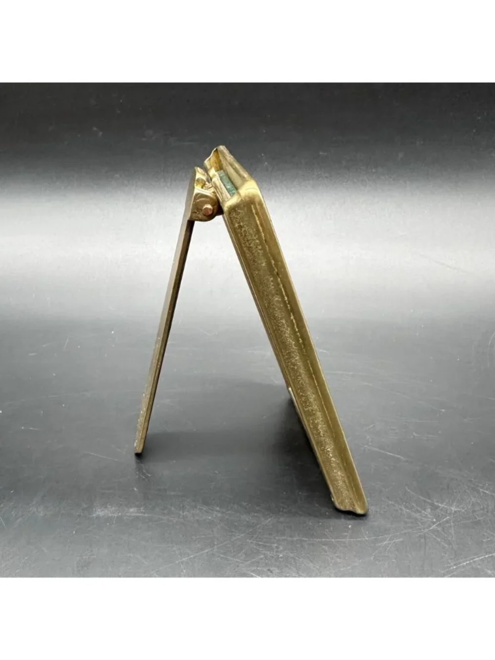 Vintage Brass Oval Photo Frame Gold Tone Metal Easel Back Picture Holder Table